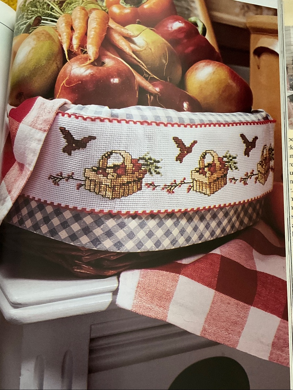 Mary Engelbreit Cross Stitch Panel - Red, Green, Yellow, Brown - Picture 3 of 5